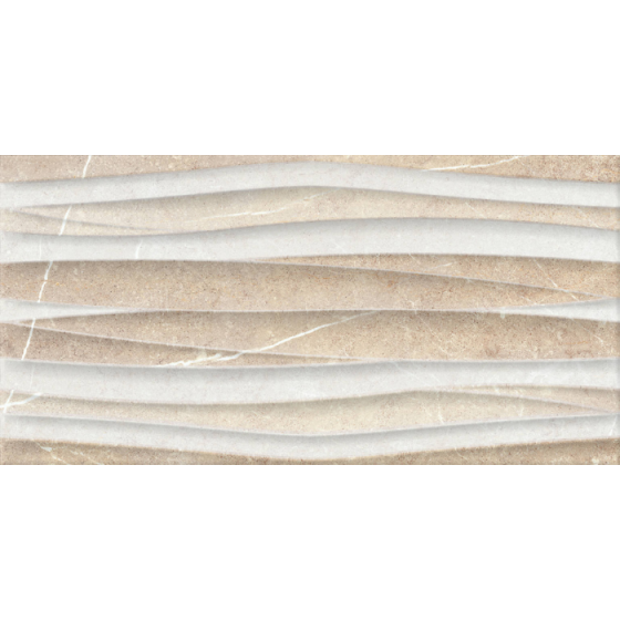 Ανάγλυφο μπεζ πλακάκι τοίχου SABOYA OLAS BEIGE 25x50 με όψη πέτρας